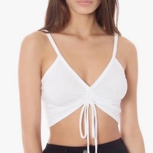 LF Stores Emma & Sam Cropped Ruched Tank Top | White